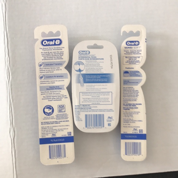 Bundle of Assorted OralB Toothbrushes & Interdental Picks, 2 Soft & 1 Ultra Soft - Picture 2 of 2